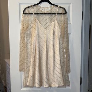 Zara Cream Mesh Rhinestone Dress